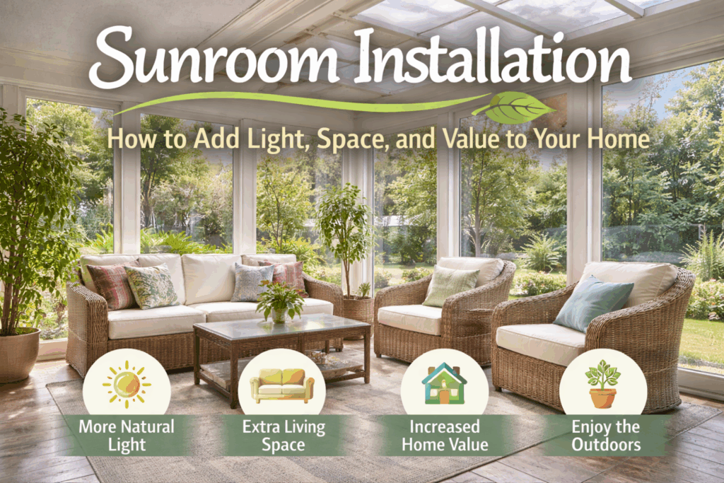 Have you ever wished for a bright, relaxing space where you can enjoy sunlight without stepping outside? That is exactly what a sunroom offers. It is one of the most popular home upgrades for homeowners who want more space without a full renovation. Sunroom installation not only enhances your living experience but can also increase your home’s value. Whether you want a cozy reading corner, a family lounge, or a plant-filled retreat, a sunroom can transform your home in a simple yet powerful way. What Is Sunroom Installation Sunroom installation is the process of adding a glass-enclosed room to your home that allows natural light to flow in while protecting you from outdoor elements. These rooms are typically built with large windows, glass walls, and sometimes skylights. Depending on the design, a sunroom can be used year-round or only during certain seasons. Benefits of Sunroom Installation Adding a sunroom comes with several practical and lifestyle benefits. More natural light Sunrooms bring in sunlight, which makes your home feel brighter and more open. Extra living space It creates a new area for relaxing, entertaining, or even working from home. Increased property value A well-designed sunroom can make your home more attractive to buyers. Connection with nature You can enjoy outdoor views while staying comfortable indoors. Types of Sunrooms Before starting your project, it is important to understand the different types available. Three-season sunroom Designed for use during spring, summer, and fall, but not ideal for harsh winters. Four-season sunroom Fully insulated and equipped with heating or cooling systems, making it usable all year. Screened sunroom Uses screens instead of glass to allow fresh air while keeping insects out. Solarium A high-end option with glass walls and ceilings for maximum sunlight exposure. What to Consider Before Installation Planning is key to a successful sunroom installation. Location Choose a spot that gets plenty of sunlight throughout the day. Budget Costs can vary depending on size, materials, and design complexity. Permits and regulations Check local building codes and requirements before starting. Material choice Frames can be made from aluminum, vinyl, or wood, each with different benefits. Cost of Sunroom Installation The cost depends on several factors such as size, materials, and whether it is a simple or fully insulated structure. On average, homeowners may spend anywhere from moderate to high budgets depending on customization. Investing in quality materials often leads to better durability and long-term value. A Helpful Insight According to home improvement studies, adding a sunroom can provide a good return on investment, especially when it enhances usable living space. Homes with bright, functional additions tend to attract more buyers. Tips for a Successful Sunroom Installation To get the best results, keep these practical tips in mind: Work with experienced professionals Use energy-efficient glass to control temperature Plan for proper ventilation Match the design with your existing home style Consider furniture and layout in advance Small details can make a big difference in comfort and usability. Final Thoughts Sunroom installation is a great way to improve your home without major structural changes. It adds light, space, and comfort while creating a peaceful area you can enjoy every day. With the right planning and design, your sunroom can become one of the most loved spaces in your home.